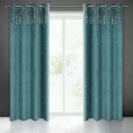   Lindi bársony sötétítő függöny Türkiz/ezüst 140x250 cm
