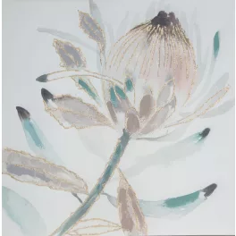   Virágos növényt ábrázoló kézzel festett falikép 400 Kék/bézs 60x60 cm