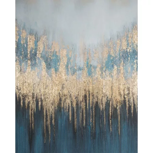 Arany absztrakt festmény 445 Gránátkék/arany 80x100 cm