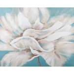 Virágos növényt ábrázoló kézzel festett falikép 413 Krém/kék 100x80 cm