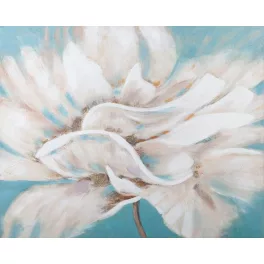   Virágos növényt ábrázoló kézzel festett falikép 413 Krém/kék 100x80 cm