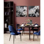 Virágos növényt ábrázoló kézzel festett falikép 430a Fekete/fehér/arany 80x80 cm