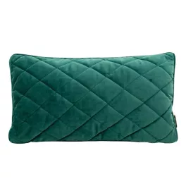   Téglalap alakú steppelt bársony párnahuzat töltettel Sötét türkiz 30x50 cm