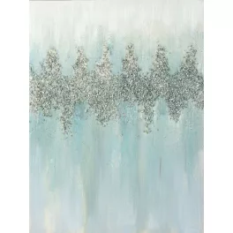   Apró kövekkel díszített kézzel festett falikép 444a Ezüst 60x80 cm