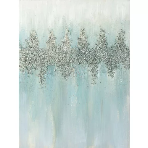Apró kövekkel díszített kézzel festett falikép 444a Ezüst 60x80 cm