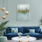 Apró kövekkel díszített kézzel festett falikép 444b Arany 60x80 cm