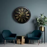 Retro falióra Fekete 64x11x64 cm
