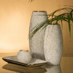 Verda dekoratív kerámia tál Fehér/arany 30x16x3 cm