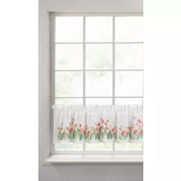   Stella csipke vitrázs függöny tulipán mintával Fehér/piros 30x150 cm