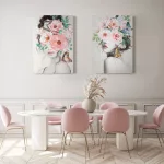 Női portré modern falikép 461b Rózsaszín 70x100 cm