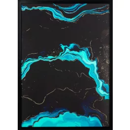 Absztrakt falikép 477 Türkiz/fekete/arany 53x73 cm