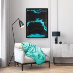 Absztrakt falikép 477 Türkiz/fekete/arany 53x73 cm