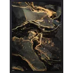 Absztrakt festmény kerettel 478 Grafit/arany 53x73 cm