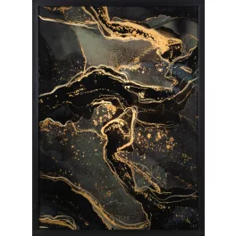 Absztrakt festmény kerettel 478 Grafit/arany 53x73 cm