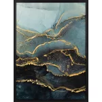 Absztrakt festmény kerettel 479 Acélszürke/arany 53x73 cm
