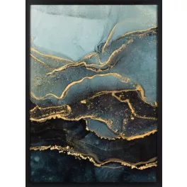 Absztrakt festmény kerettel 479 Acélszürke/arany 53x73 cm