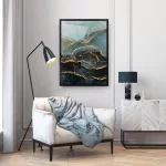 Absztrakt festmény kerettel 479 Acélszürke/arany 53x73 cm