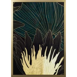   Tavirózsa virágos 3 részes falikép egy része 484b Zöld/arany 53x73 cm