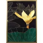 Tavirózsa virágos falikép 484c Zöld/arany 53x73 cm