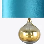 Lotos9 állólámpa bársony búrával Türkiz/arany 43x157 cm