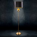 Kaja 02 állólámpa bársony búrával Fekete/arany 43x157 cm