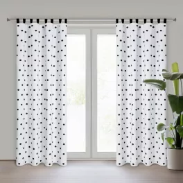   Busa pöttyös mintás dekor függöny Fehér/fekete 140x270 cm