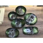 Saba üveg tál Zöld/acélszürke 21x21x7 cm