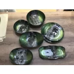 Saba dekoratív üveg tál Zöld 32x17x4 cm