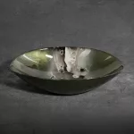 Saba üveg tál Zöld/acélszürke 27x19x5 cm