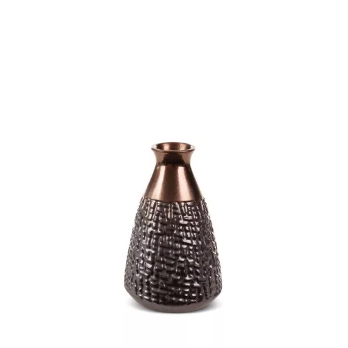 Morena kerámia váza Acélszürke/bronz 13x13x20 cm