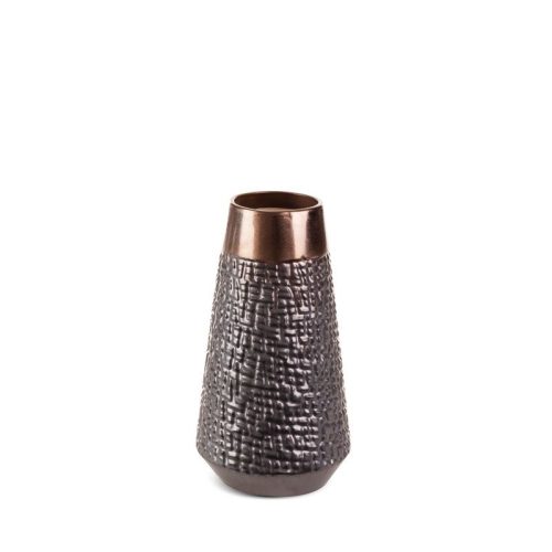 Morena kerámia váza Acélszürke/bronz 14x14x26 cm