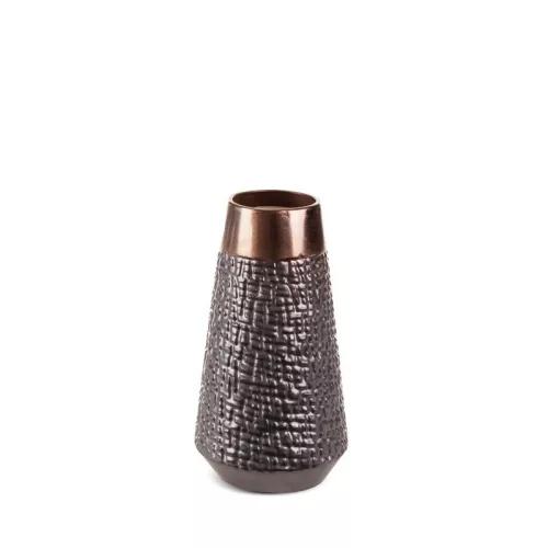 Morena kerámia váza Acélszürke/bronz 14x14x26 cm