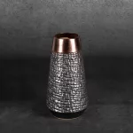 Morena kerámia váza Acélszürke/bronz 14x14x26 cm