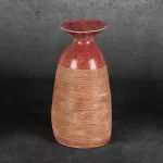 Elda kerámia váza Piros/világosbarna 17x16x31 cm