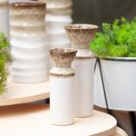 Erina kerámia váza Fehér/barna 10x10x25 cm