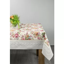   Virágmintás gobelin asztalterítő Világosszürke 140x180 cm +/- 5%