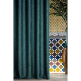   Morocco öko stílusú sötétítő függöny Sötét türkiz 140x250 cm