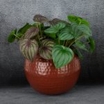 Fém virágtartó edény domború felszínnel Barna 20x20x20 cm