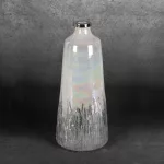 Aden üveg váza fém peremmel Krémszín/ezüst 15x15x36 cm