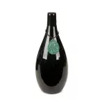 Capri üveg váza malachit medállal Fekete/zöld 15x15x38 cm