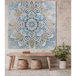 Mandala kézzel festett falikép 486a Kék 80x80 cm
