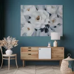 Virágos növényt ábrázoló kézzel festett falikép 494 Krémszín 60x80 cm