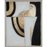 Modern absztrakt kézzel festett falikép 495a Fehér/fekete/arany 80x100 cm