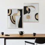 Modern absztrakt kézzel festett falikép 495a Fehér/fekete/arany 80x100 cm