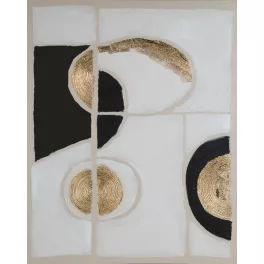   Modern absztrakt kézzel festett falikép 495b Fehér/fekete/arany 80x100 cm