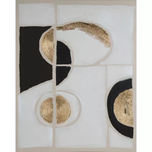 Modern absztrakt kézzel festett falikép 495b Fehér/fekete/arany 80x100 cm