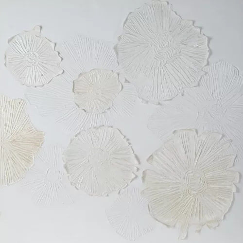 Virágos növényt ábrázoló kézzel festett falikép 499 Fehér 100x100 cm