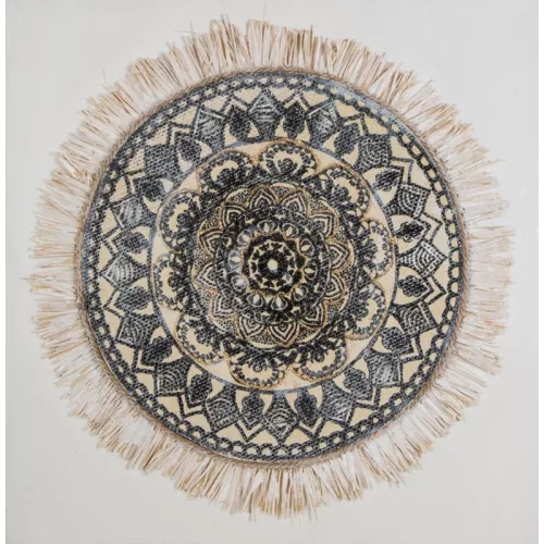 Mandala kézzel festett kollázs falikép 501b Bézs 60x60 cm