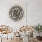 Mandala kézzel festett kollázs falikép 501b Bézs 60x60 cm