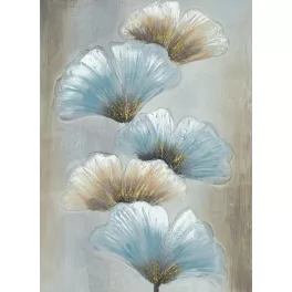   Ginkgo leveleket ábrázoló kézzel festett falikép 528a Bézs/kék 50x70 cm